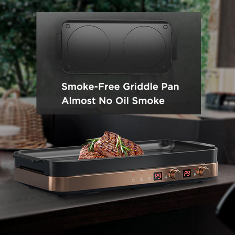 COOKTRON Rose Gold Electric 2 Burner Cooktop with Dual Size Power Burner