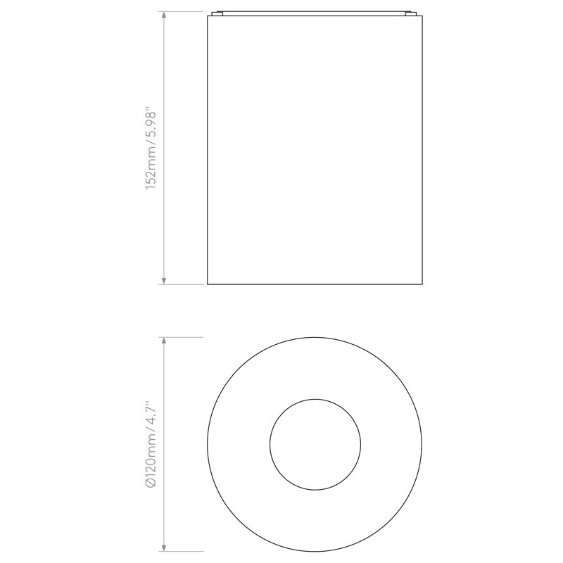 Kos LED Outdoor Flush Mount, Matt Concrete, 120