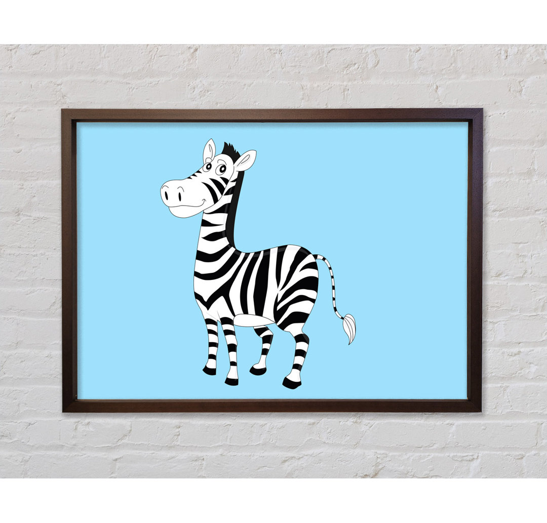 Stehendes Zebra Baby Blau - Druck