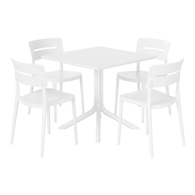 4-Person Outdoor Square Dining Set, White