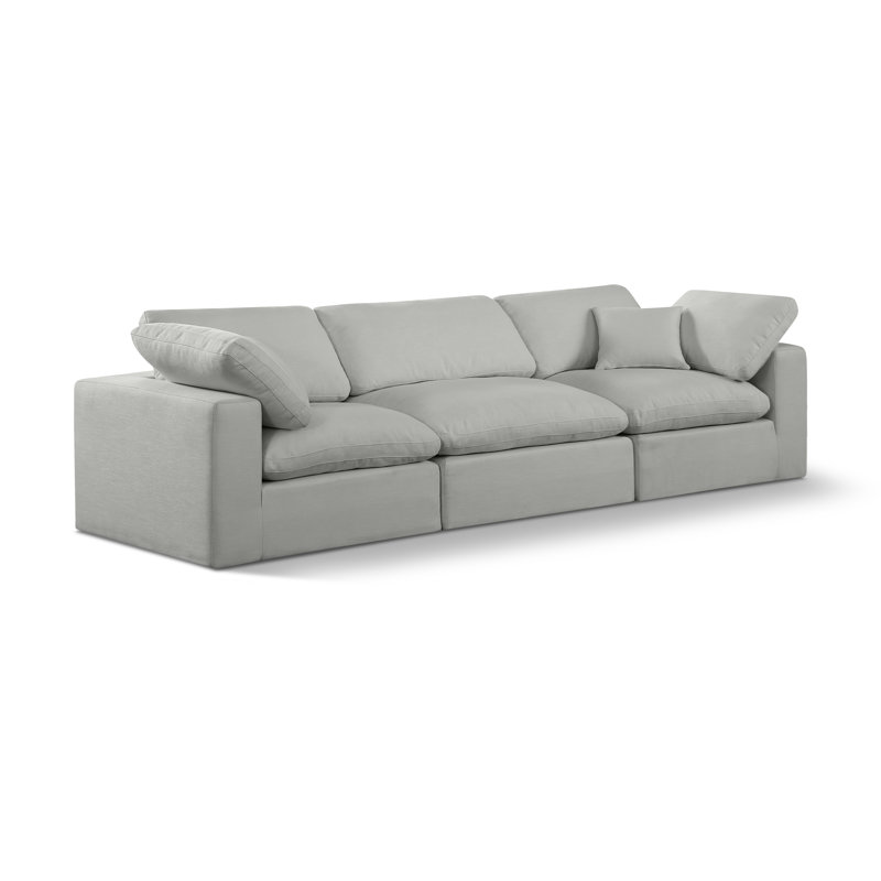 Hisamuddin 119" Linen Modular Sofa, Grey Linen Textured Fabric
