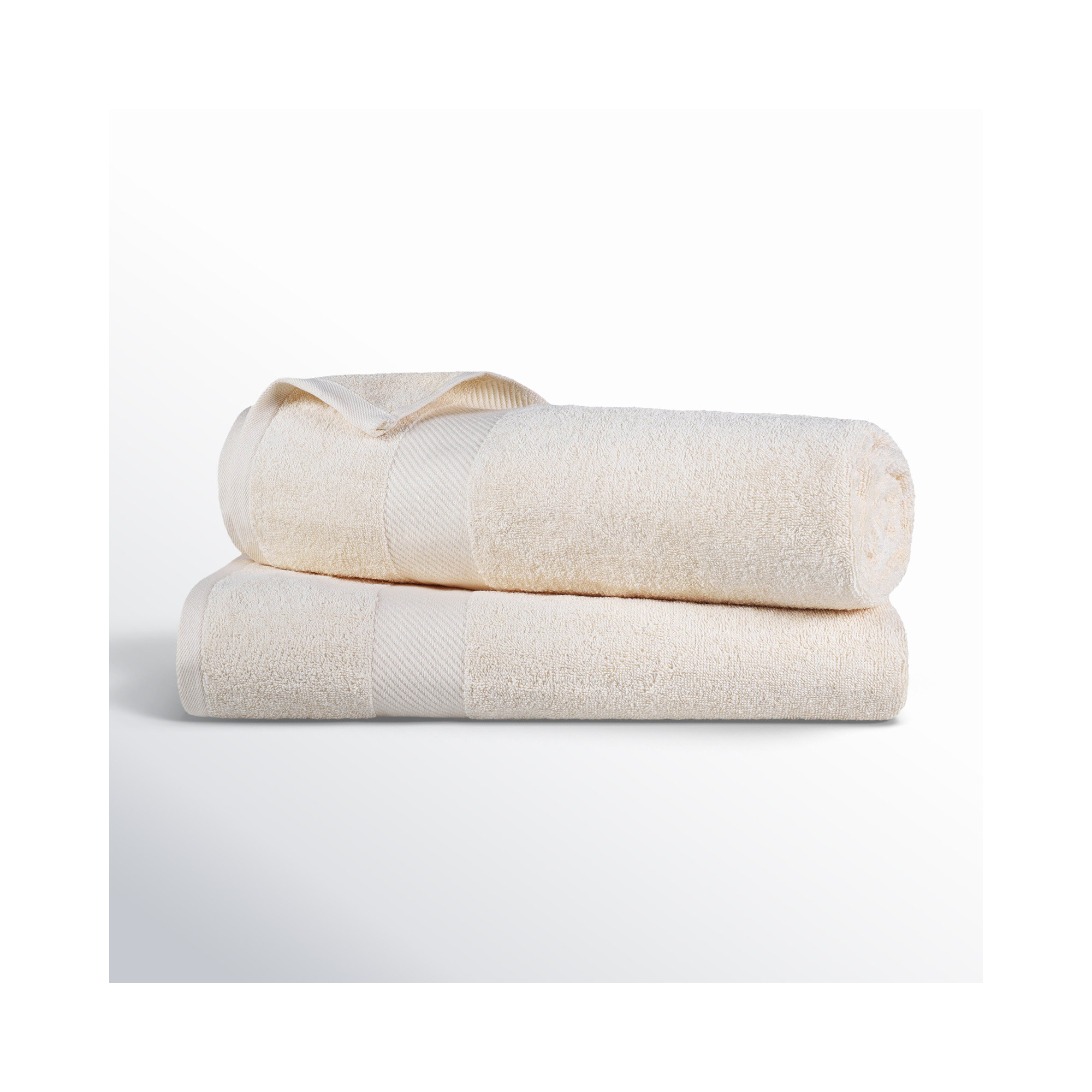 Rei Certified Egyptian Cotton Medium Weight Solid Luxury 2 Piece Bath Sheet Set, Ivory