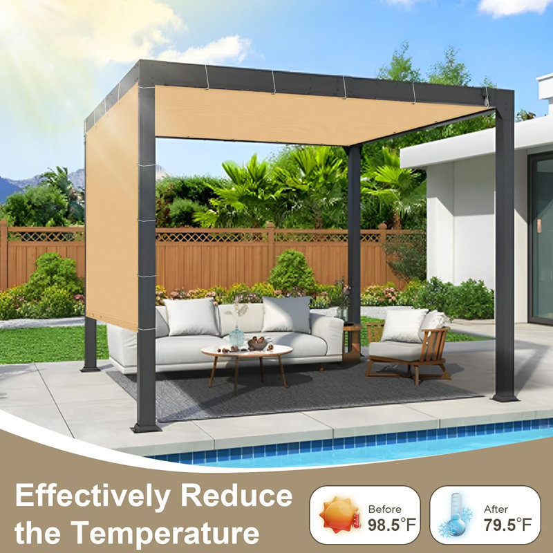 LOVE STORY Pergola Shade Cover Shade Cloth, Sand, 144" H x 192" W x 2.7" D