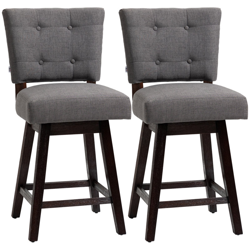 Swivel Counter Stool, Dark Gray Polyester, Black
