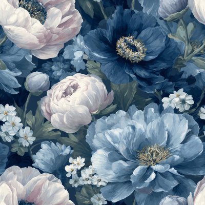 Dark Floral Wallpaper Muted Green Removable Wall Decor