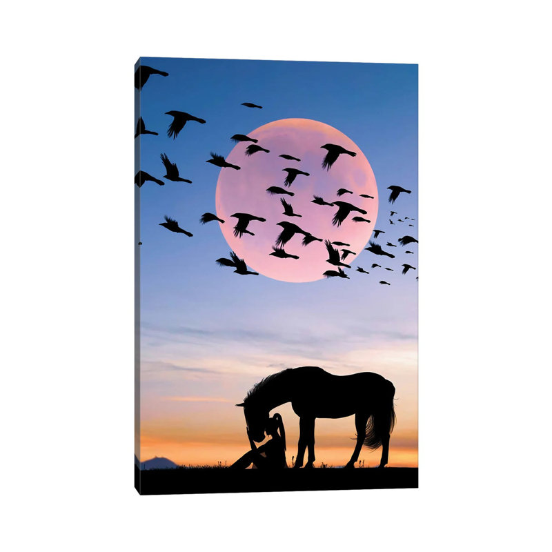 Horse And Woman by Abdullah Evindar - Wrapped Canvas Print, 101.6 cm H x 66.04 cm W x 3.175 cm D