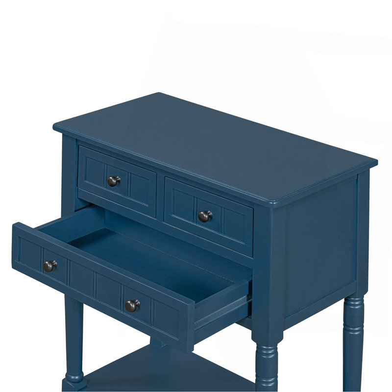 Console étroite, canapé mince avec trois tiroirs de rangement et tablette inférieure (bleu marine), Navy