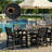 Patio Table 67" Rectangle Outdoor HIPS Dining Table All-Weather Patio Dining Table for 6 Person with Umbrella Hole for Backyard Garden Deck Poolside, Black-1376495373