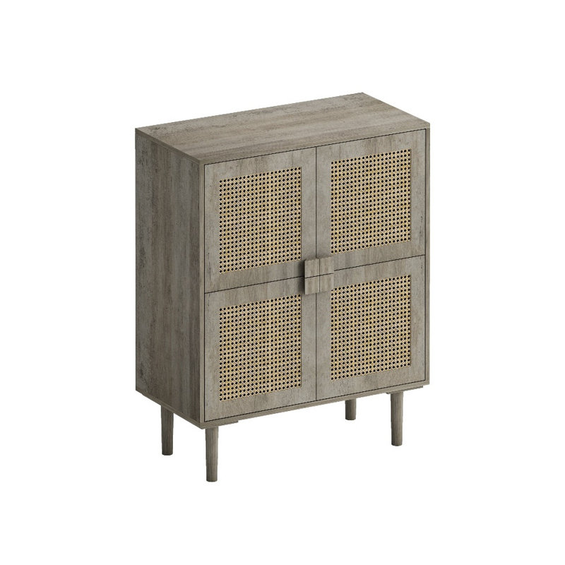 Armoire de rangement à 4 portes en maille de rotin, organisateur de buffet spacieux à 8 compartiments pour le hall d'entrée du salon