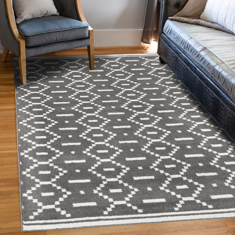 Tapis Ivy Bronx Begna Nathanyl gris, Rectangle 5 pi 1 po x 7 pi 1 po