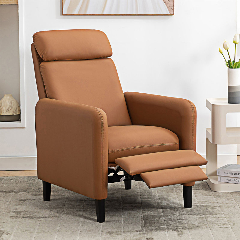 Fauteuil inclinable moderne réglable, Similicuir orange brûlé