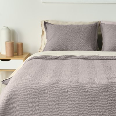 Ensemble de housse de couette et taie décorative très grand Bedgear Performance | Literie respirante avec technologie PowerSnap | Tissu qui évacue l'humidité pour les dormeurs chauds - Housse douce et lavable, taupe à pointe de flèche 92 po x 108 po