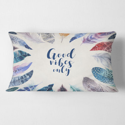 Housse et insert de coussin rectangulaire Vibrant Feather Good Vibes Only