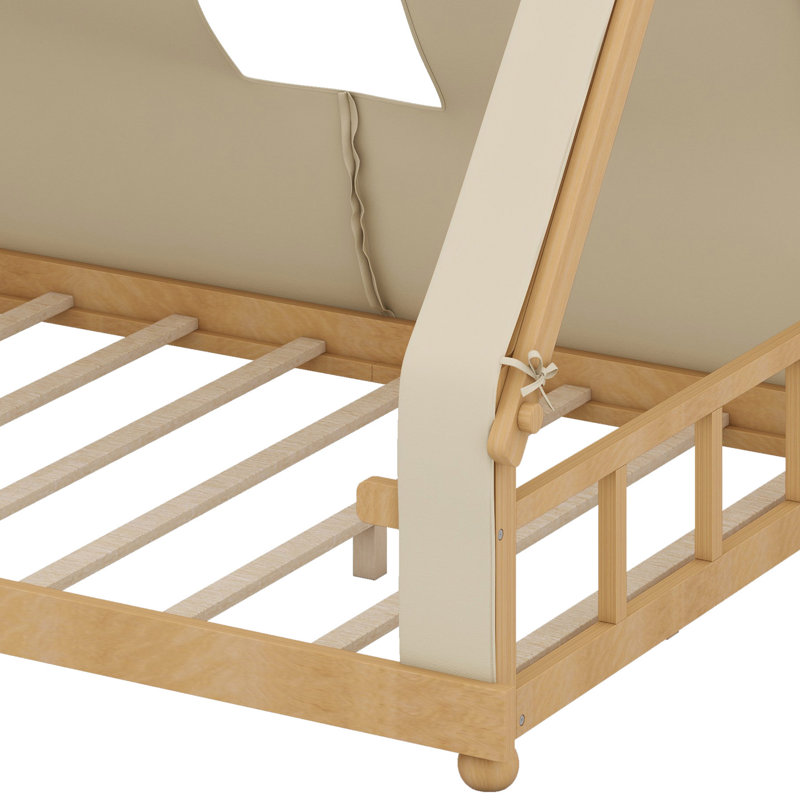 Lit maison avec tente et lumière, Beige/vert