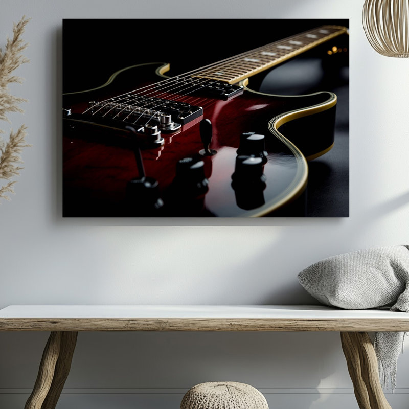 Toile, gros plan d'une élégante guitare électrique, H 9 po x l 12 po