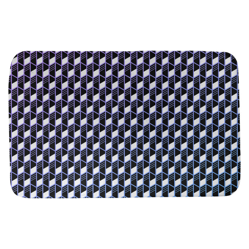 Tapis pour salle de bain Leffel, l 23 po x L 36 po, Mauve / Bleu