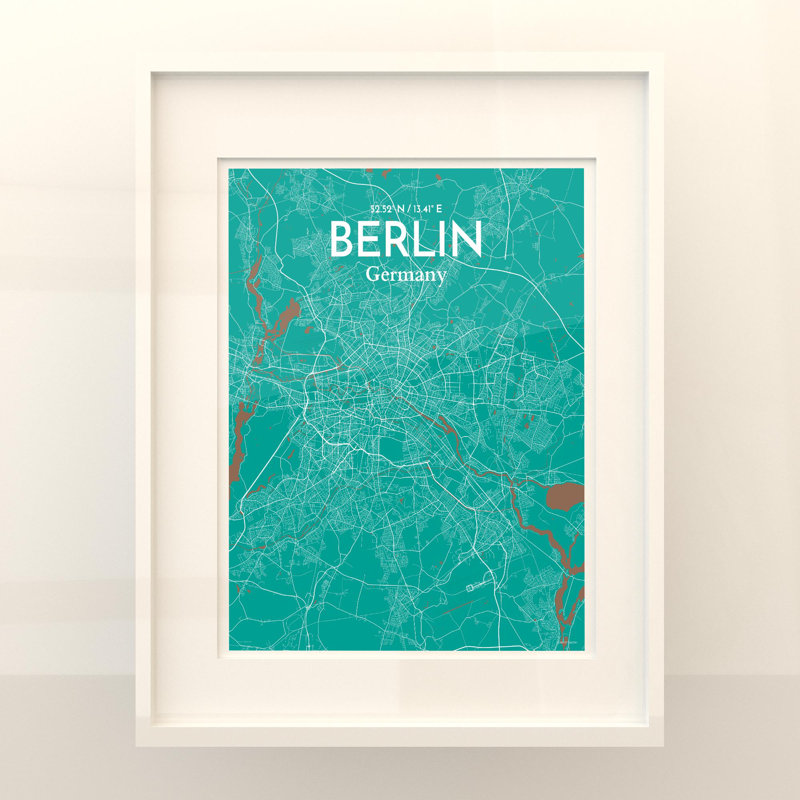 Berlin City Map In Nature - No Frame Print, 20cm H x 16cm W x 0.05cm D