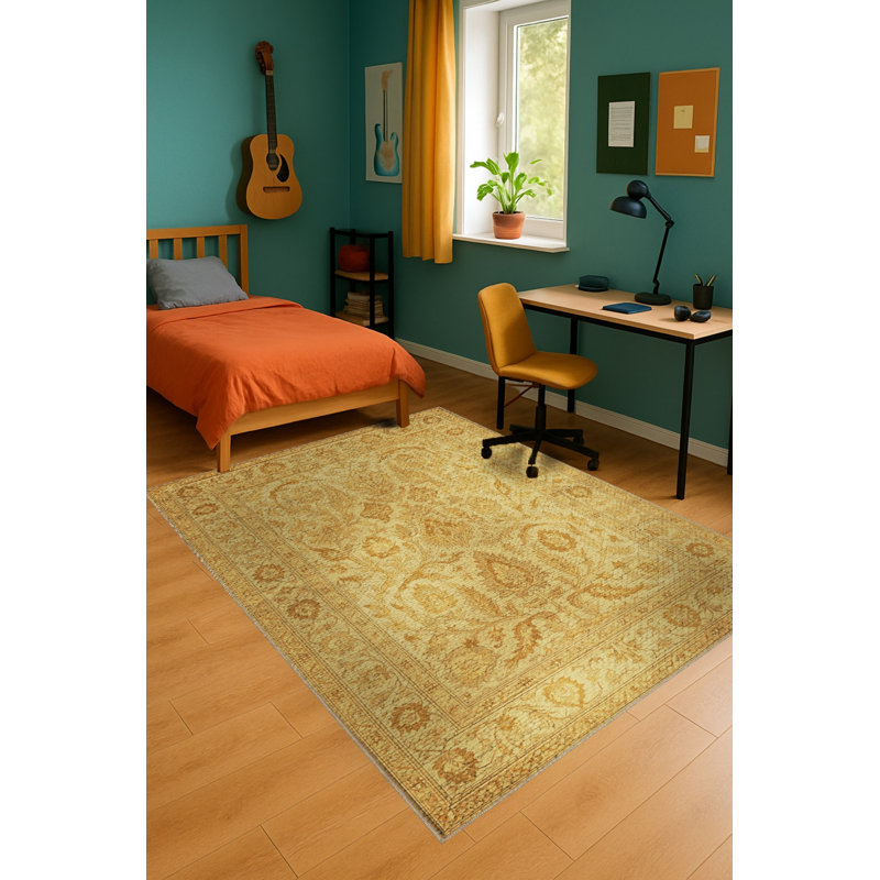 Tapis beige tissé traditionnel Mosso, 4'11" x 9'10"