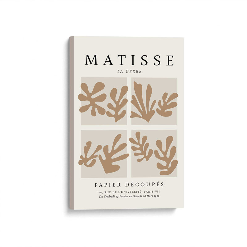 Matisse's La Gerbe Quartet en brun, Toile tendue, H 30 po x l 20 po x P 1,25 po
