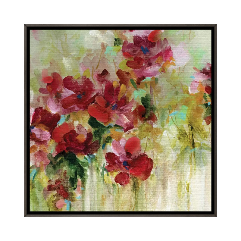 « jardin play ii » par carol robinson-print, H 18 po x l 18 po x P 1,5 po, Toile encadrée de bois rustique foncé