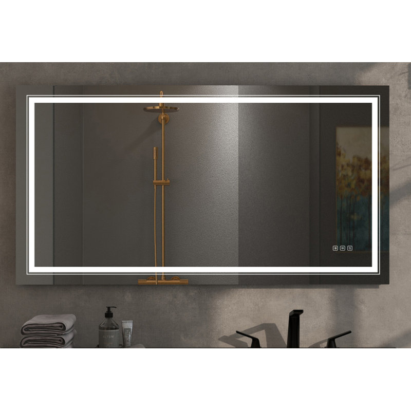 Miroir de salle de bain anti-buée avec bouton