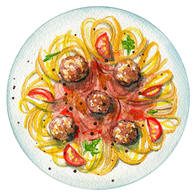 Carbonara Paste by Mimomy - Wrapped Canvas Painting, 30cm H x 30cm W x 3.8cm D