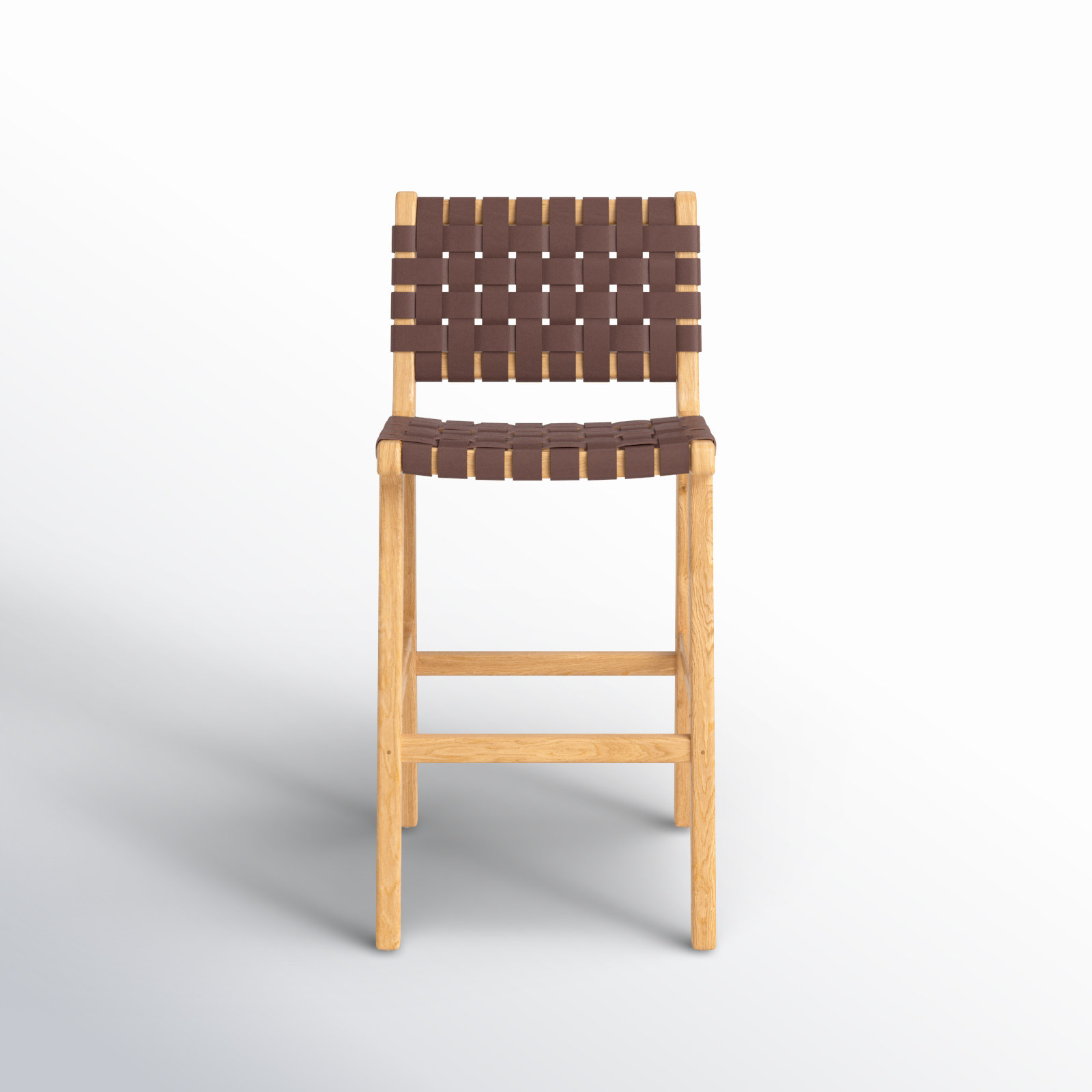 Alston Leather Stool, Cognac Leather/Natural Frame, Bar Stool (29.70" Seat Height)