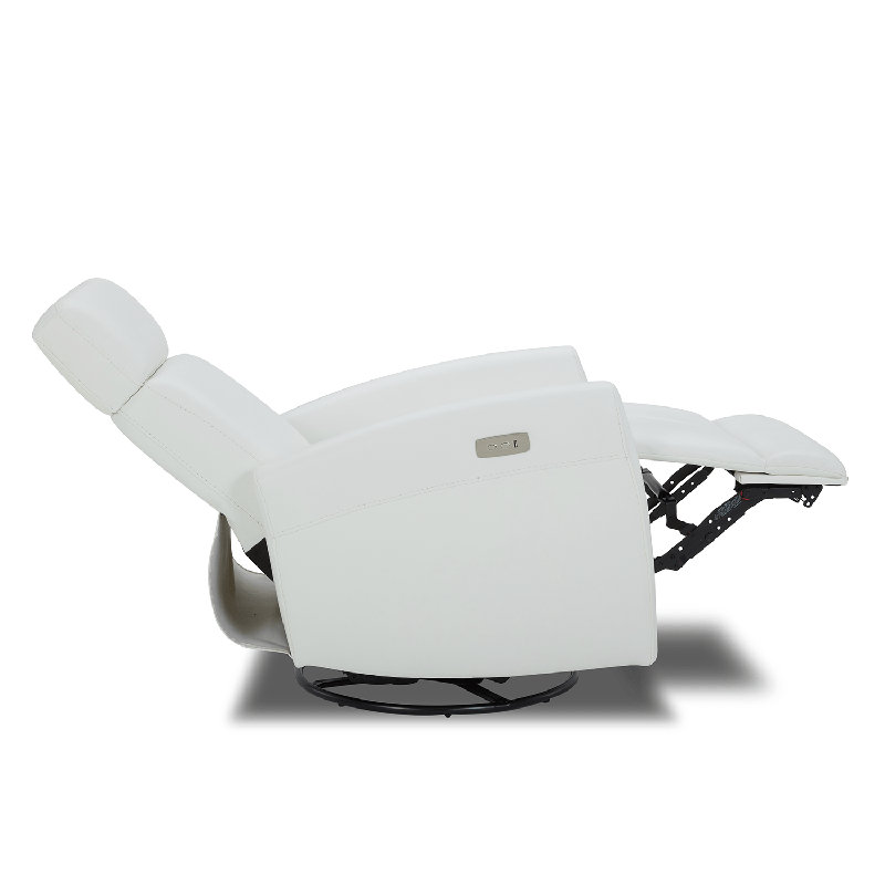 Fauteuil inclinable électrique pivotant en cuir véritable Corvin, Cuir véritable blanc Arrianna-Fiona