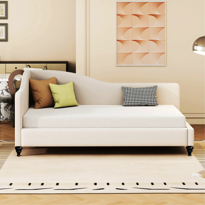 Daybed, With Solid Wood Legs, Beige, Twin