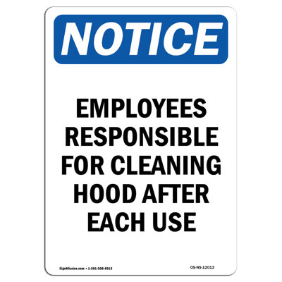 Employees Responsible for Cleaning Sign