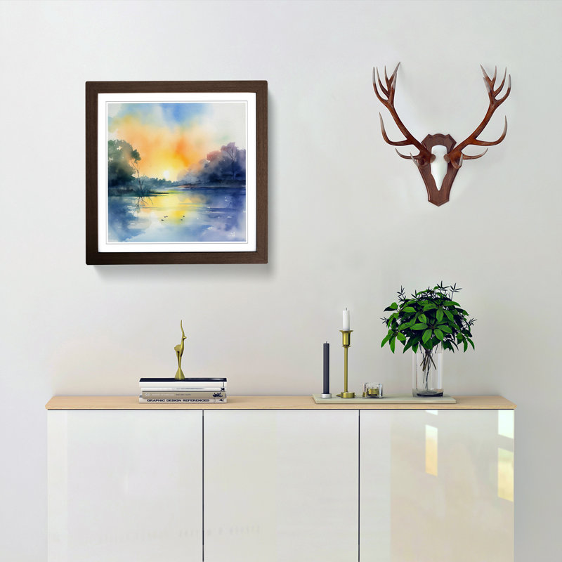 Lake Watercolour No.1 - Framed Print, Walnut