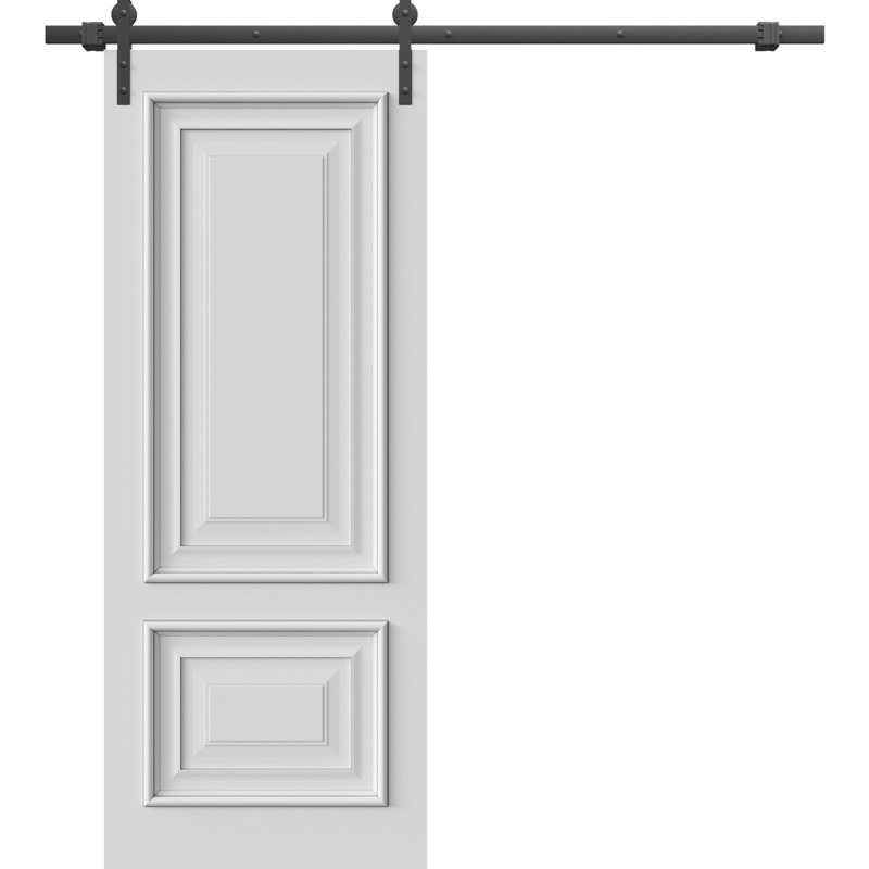 Porte de grange | Émail blanc IMPERial 1822 | Ensemble de quincaillerie lourde pour rail 6,6 pi | Portes intérieures solides