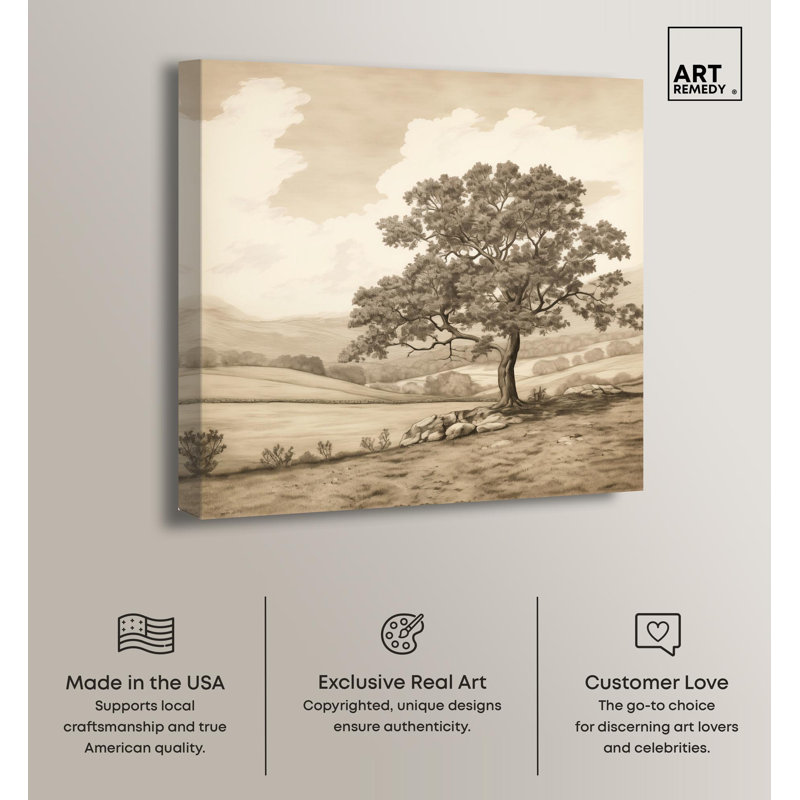 Forested Antiquity Vintage Landscape Gallery Wrapped Canvas, 12" x 12"