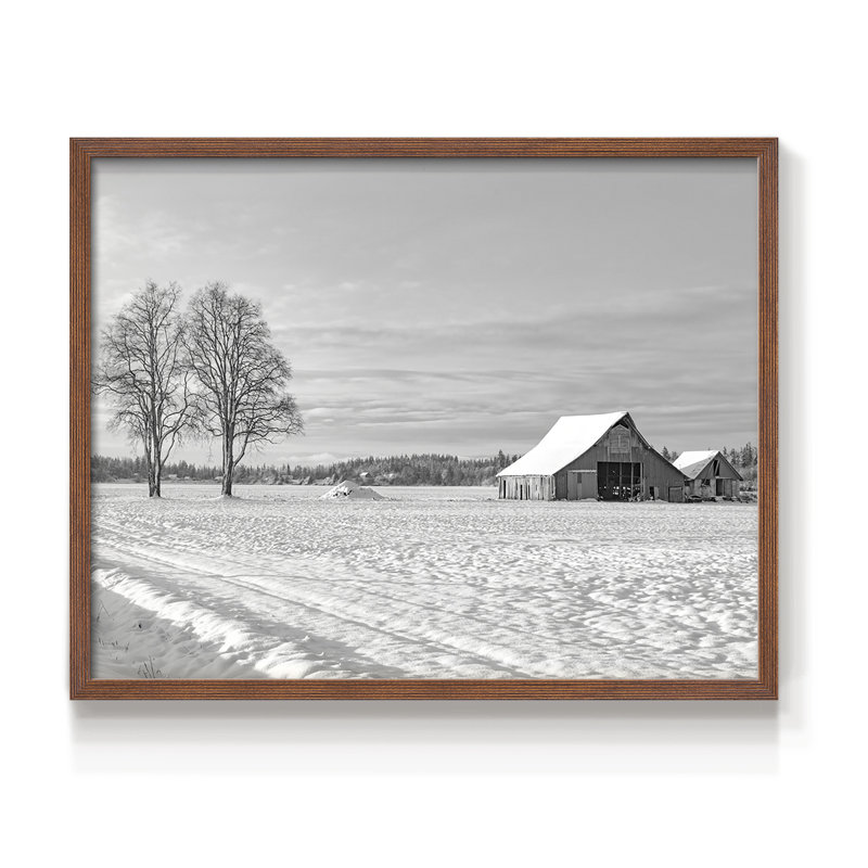 Solitude - reproduction encadrée - réversible, H 22 po x l 28 po, Noyer