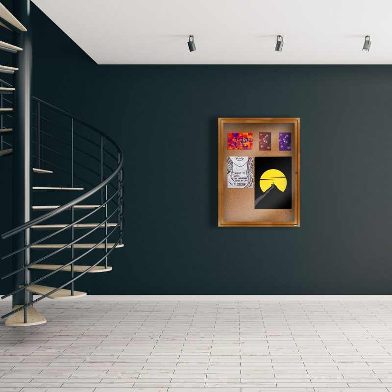 Tableau d’affichage mural en aluminium encastré, Bois de chêne, Un, H 48 po x l 36 po