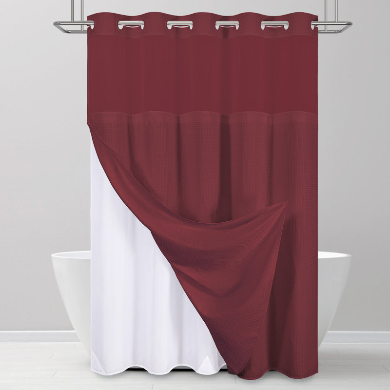 Rideau de douche Waffle, H 75 po x l 72 po, Bourgogne
