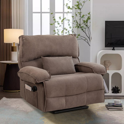 42" W Oversized Recliner Chair Extra Large With Message Pillow and Armrests Manual Recliner by Latitude Run