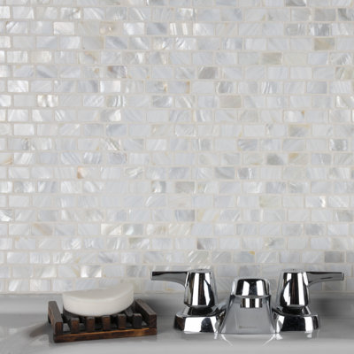 Conchella Subway White 11-1/2" x 11-7/8" Natural Shell Mosaic Wall Tile