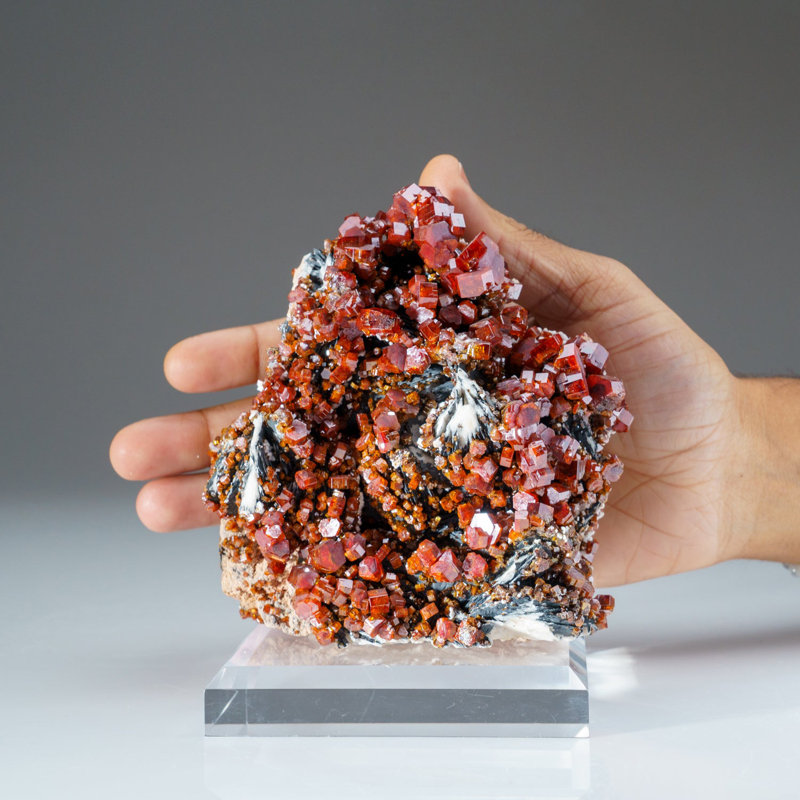 Vanadinite Crystal Cluster on Matrix from Mibladen, Atlas Mountains, Khénifra Province, Morocco