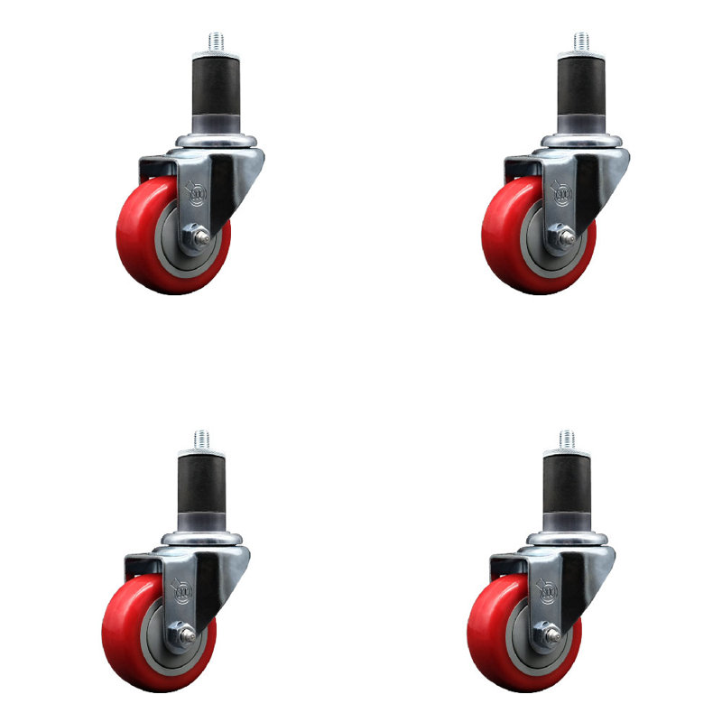 Ensemble de roulettes extensibles pivotantes en polyuréthane de 3 po à 1/5/8 po 3 pouces SS, Bleu
