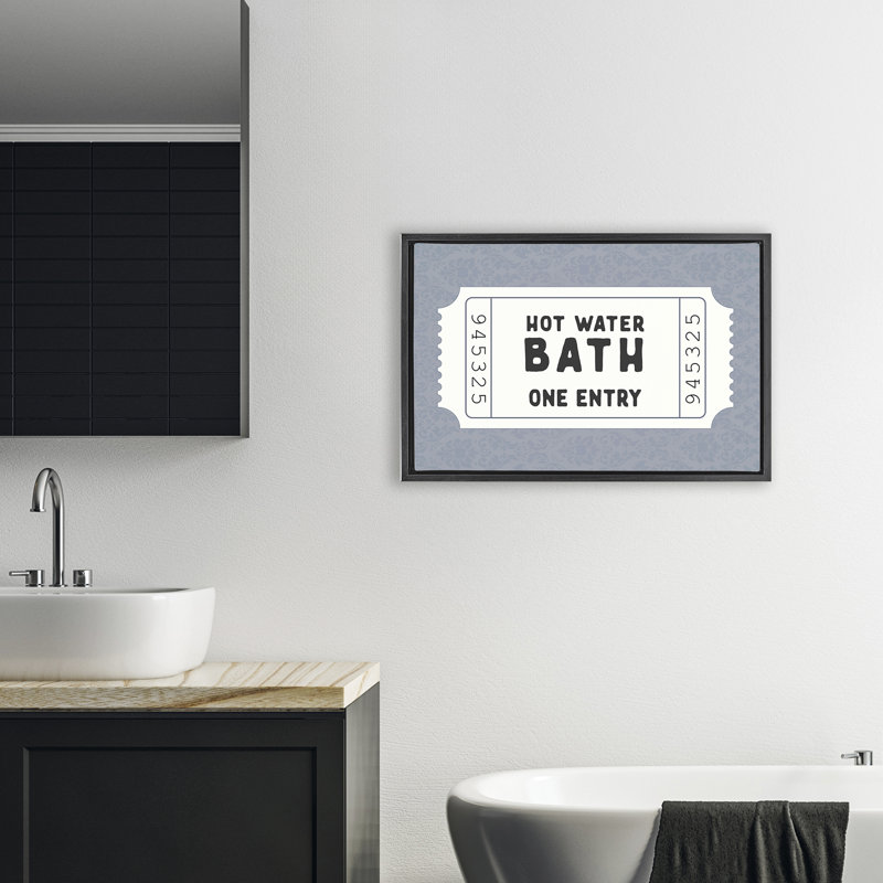 Cadre flottant rétro pour salle de bain, design avec lettres et doublure, Cadre flottant noir de jais, H 17 po x l 25 po