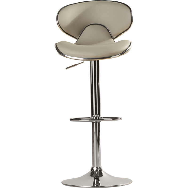 Baudette Swivel Upholstered Adjustable Height Counter Stool with Metal Frame, Grey