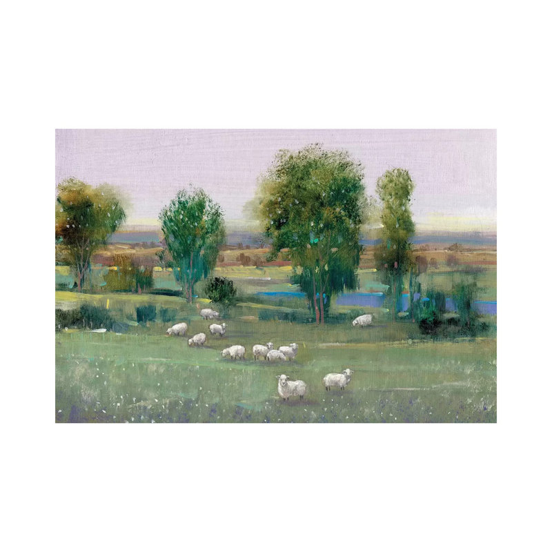 Field Of Sheep I by Tim OToole - Wrapped Canvas Painting, 20.32 cm H x 30.48 cm W