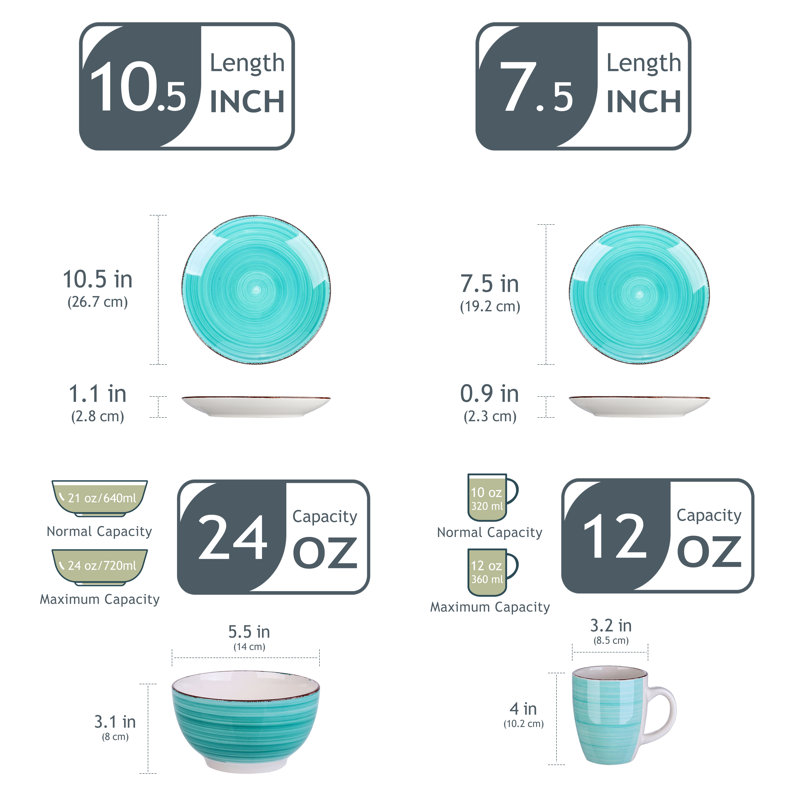 BELLOAER 16 Piece Dinnerware Set, Service for 4, Green