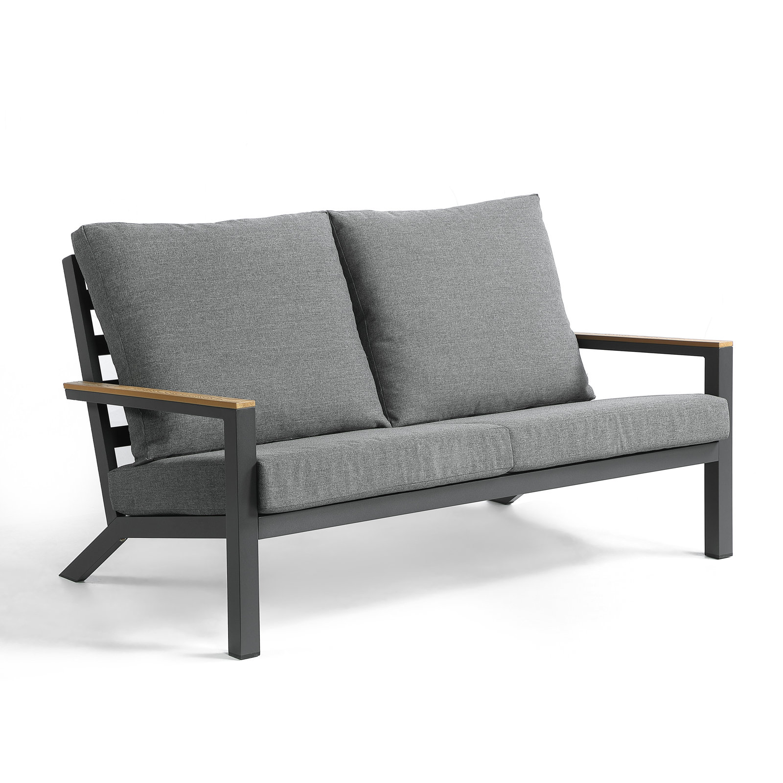 Landing 4 Piece Sofa Seating Group with Cushions , Slate Black Frame/Charcoal Cushion