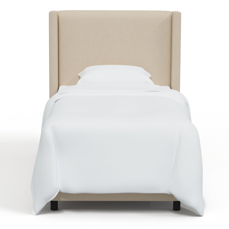 Hanson Upholstered Wingback Bed, Twin, Classic Linen Linen