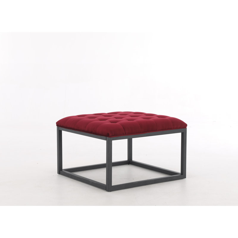 Aairah 72cm Wide Tufted Square Cocktail Ottoman, Ruby Red