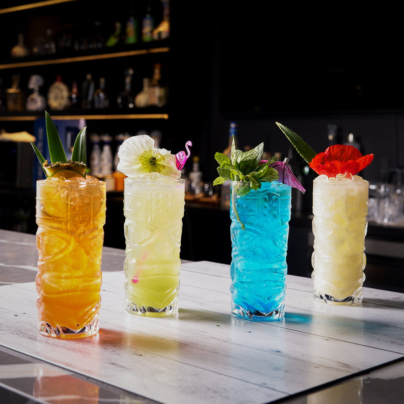 Clear Tiki Glasses 450ml - (Set of 4)