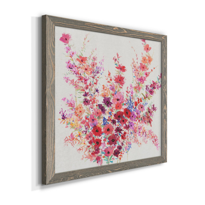 «Flowers On A Vine I», art mural sur toile, Encadré gris, H 27,5 po x l 27,5 po x P 1,5 po