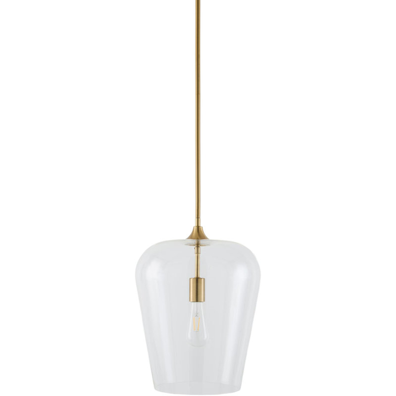 Luminaire suspendu Yueva, H 15 po x l 12 po x P 12 po, Clair, Laiton